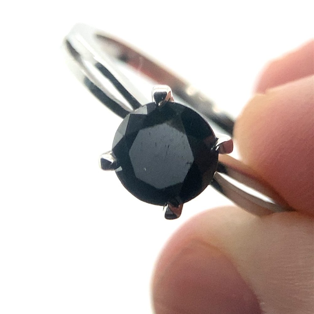 Black Diamond 1.03ct Solid 14K White Gold Ring